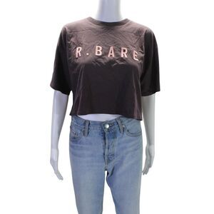 Running Bare Womens Cotton Street Style Embroidered Crop Top Brown Size 12